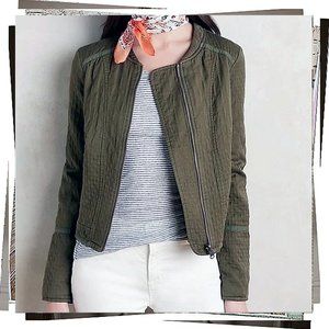 Khaki Cropped Quilted Riding Jacket (S) by Hei Hei